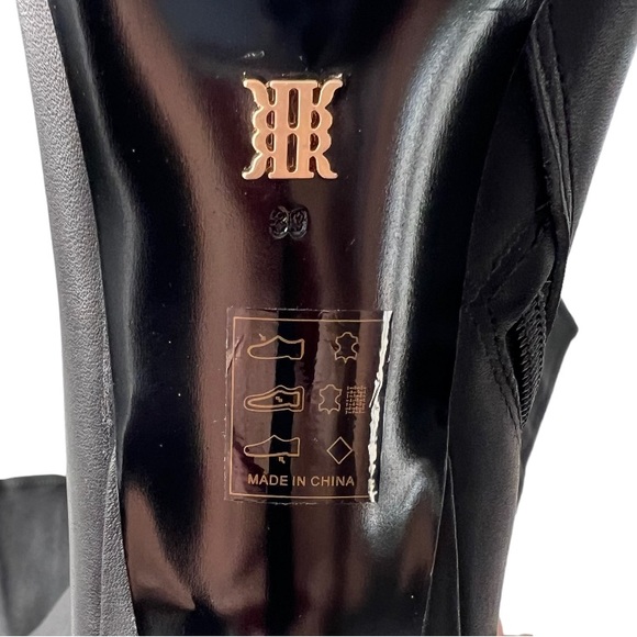 REISS Caia High Heel Over The Knee Black Leather Boots Women's Size 8 - Picture 7 of 11